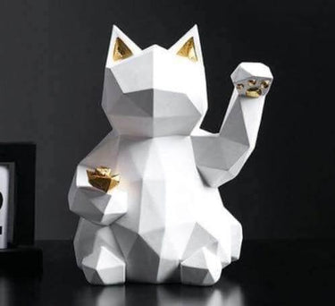 Lucky Cat Geometric Figurine Figurines KittyNook White (Smal)